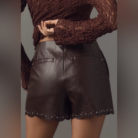 ANTHROPOLOGIE Studded Faux Leather Shorts - Picture 6 of 14